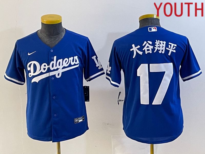 Youth Los Angeles Dodgers 17 Ohtani Blue Nike Game MLB Jersey style 3